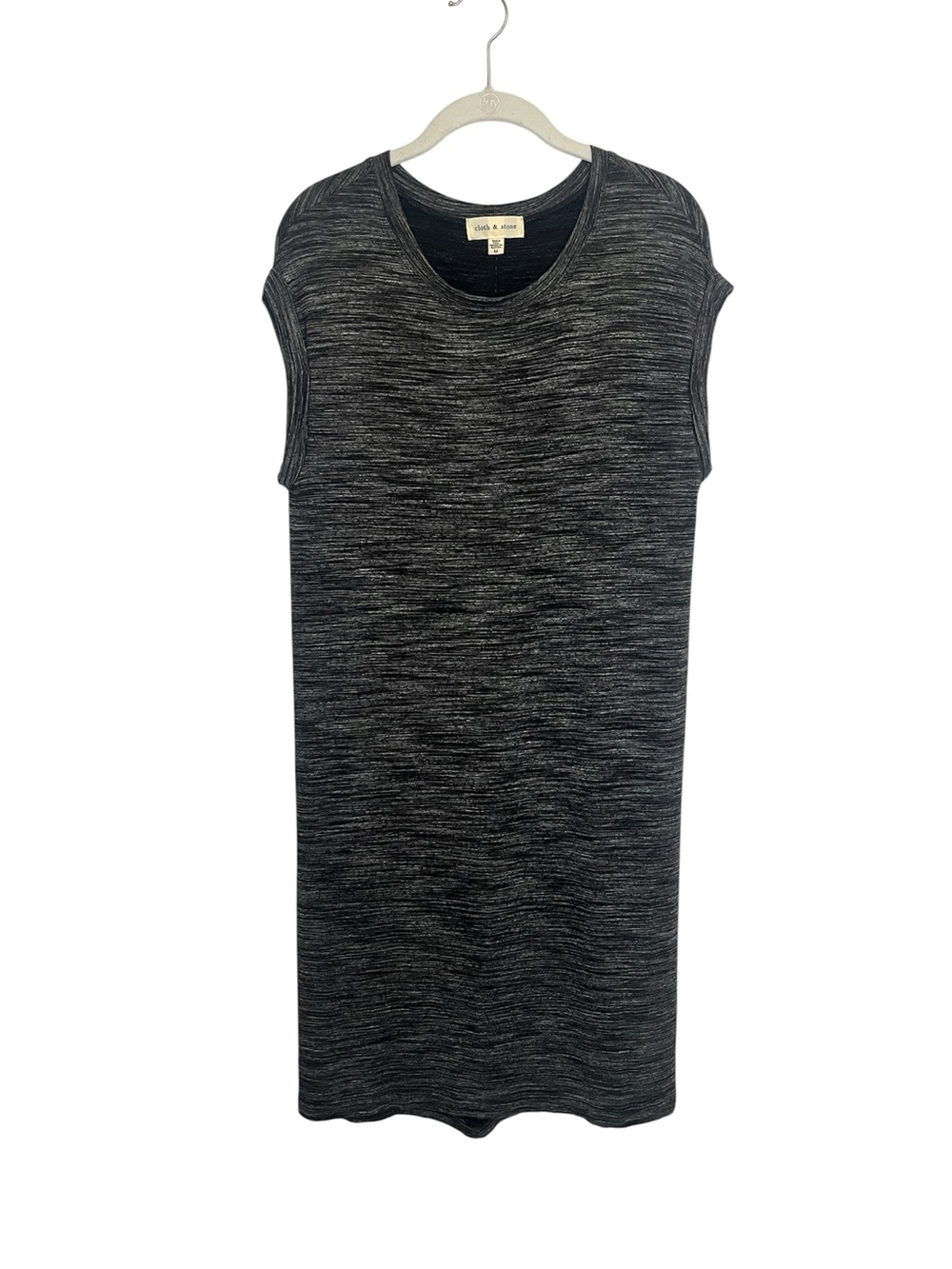 Cloth & Stone Anthropologie Melange Marled Jersey T-Shirt Dress Stretch Black M - Picture 2 of 10